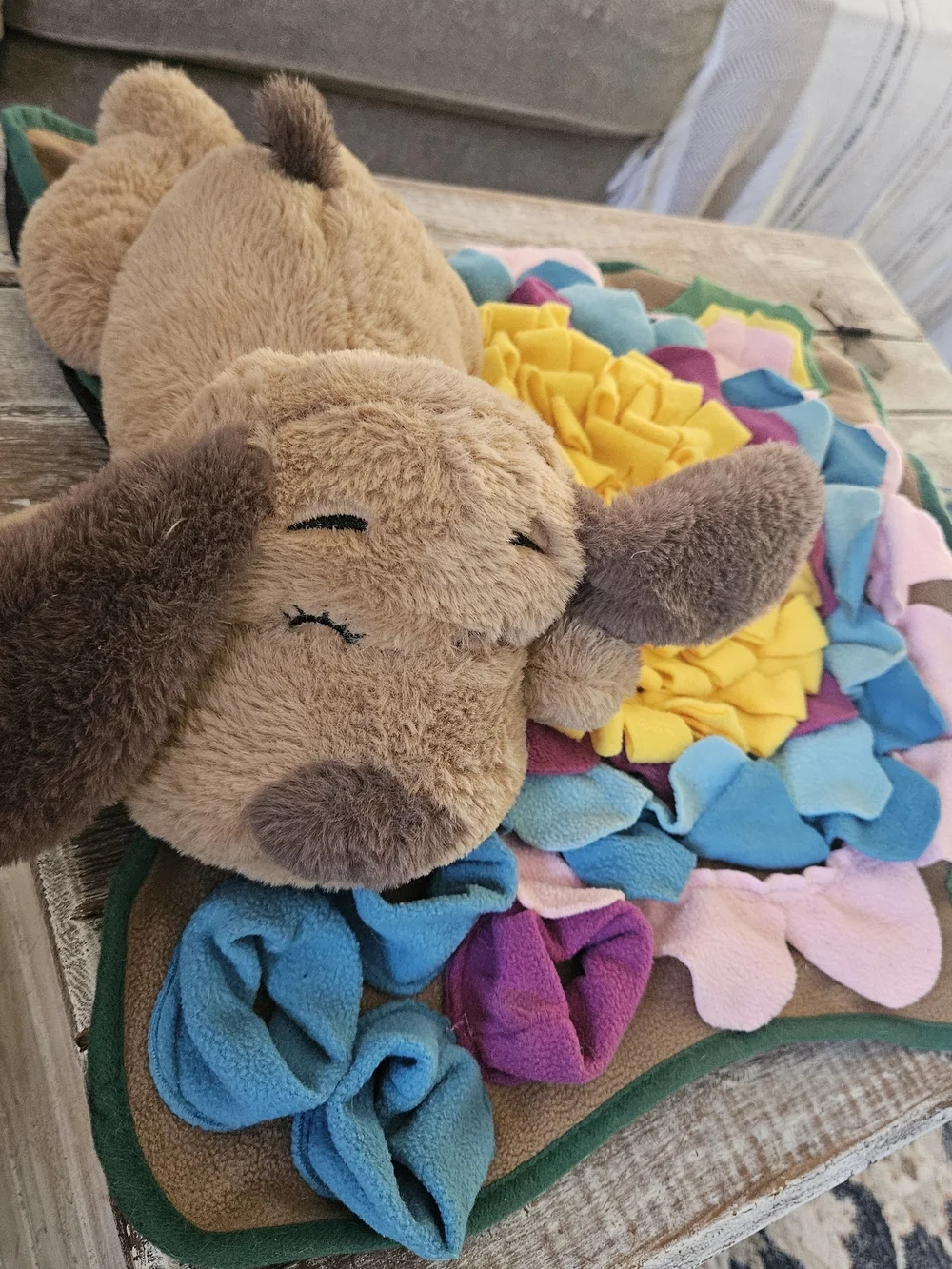 Plush Dog With Heartbeat For puppy and Fabric Food Activity Mat
